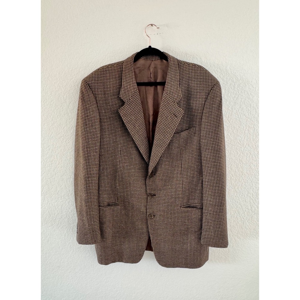 Ravazzolo Sport Coat Wool Houndstooth Brown Hand Tailored Italy Barcelino Mens